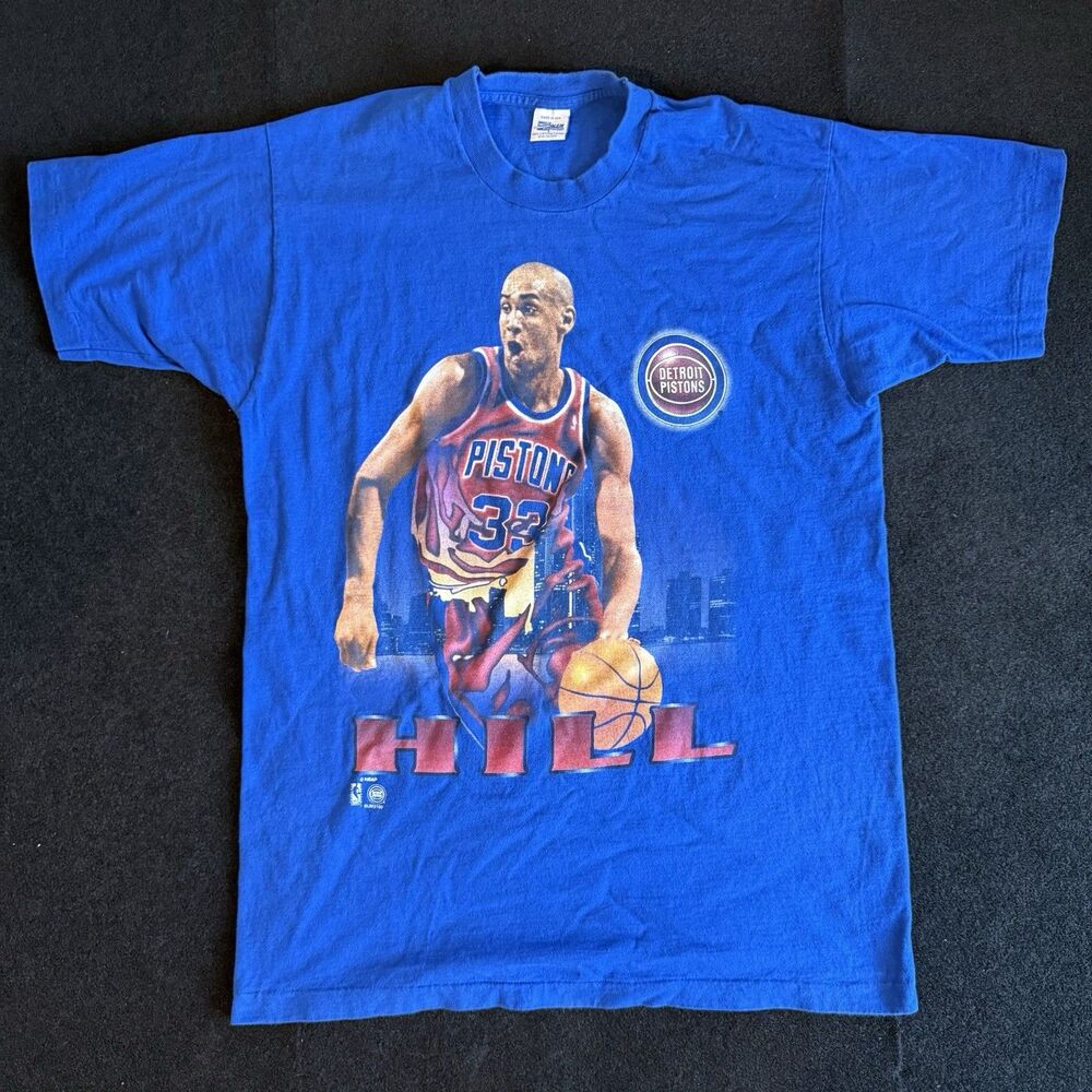 Vintage 90s Grant Hill Detroit Pistons Salem Sportswear T Shirt Size L USA NBA